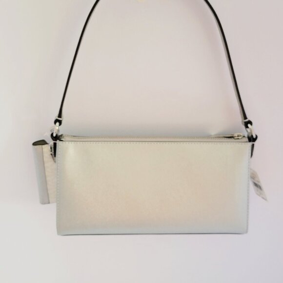 Michael Kors Vincent Medium Pouchette Card Case Silver Shoulder Handbag Metallic - Picture 3 of 7